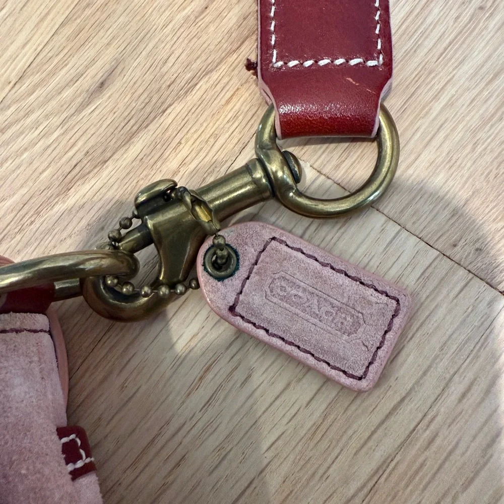 Coach Blush and Burgundy Suede and Leather Crossbody Bag - Picture 4 of 7